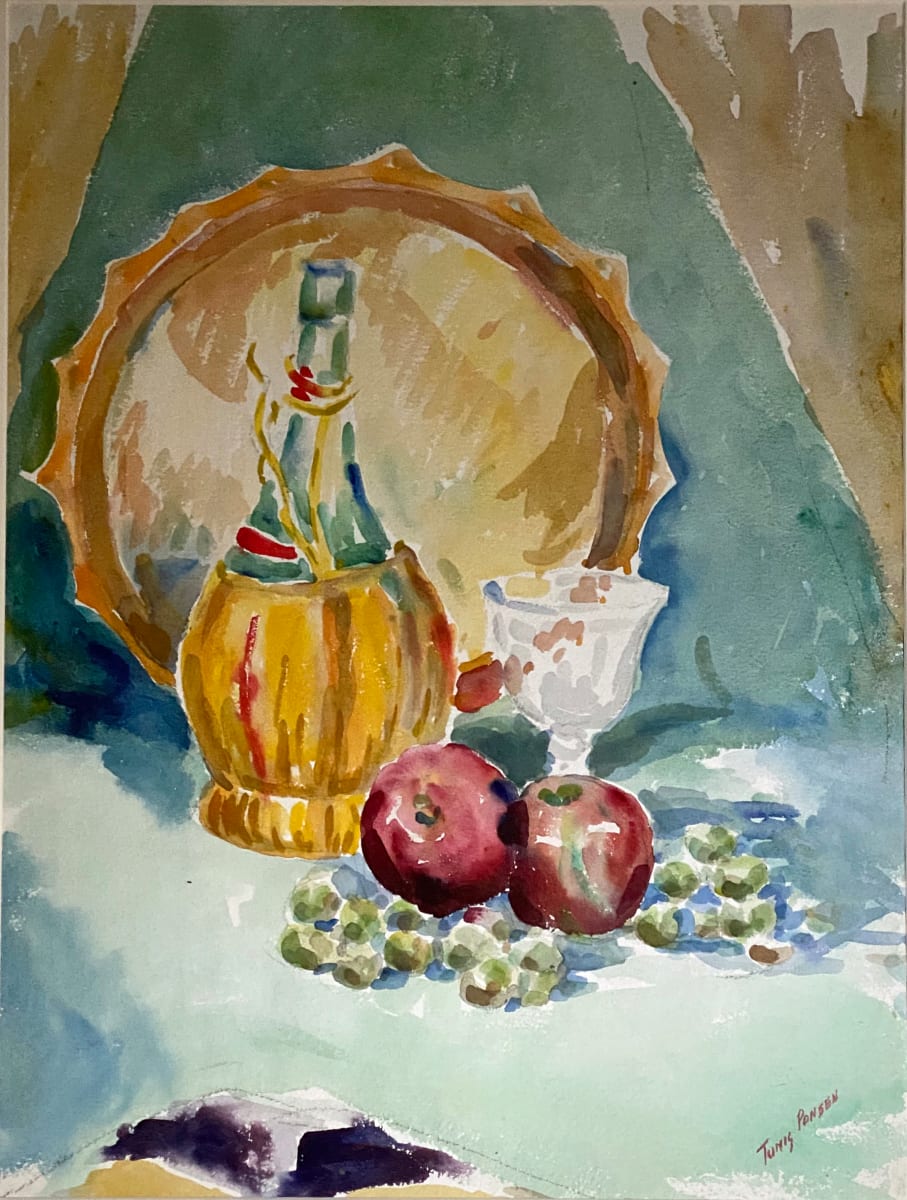 Wine Bottle with Glass and Apples by Tunis Ponsen 