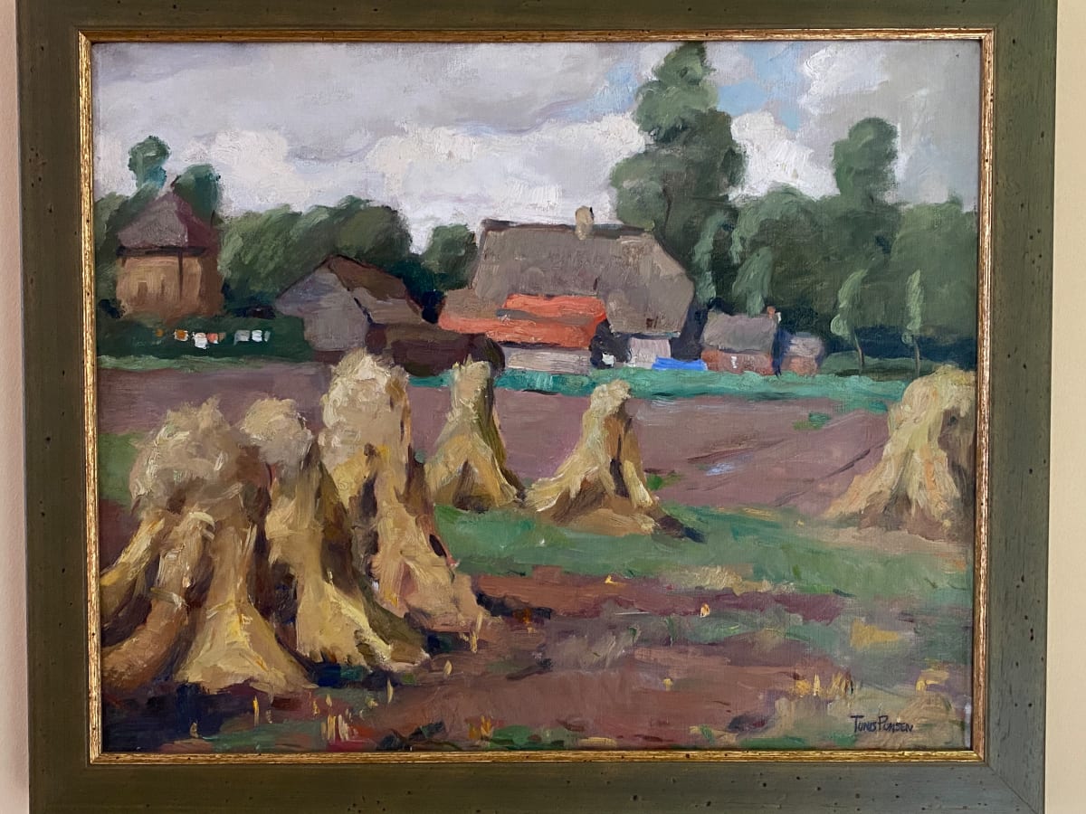 Corn Shocks with clothesline 