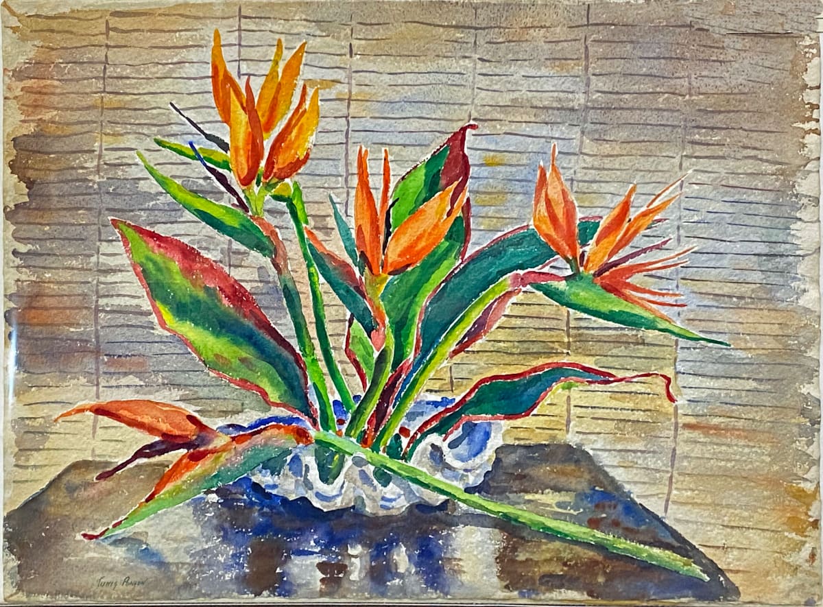 Birds of Paradise in Front of Drawn Blind by Tunis Ponsen 