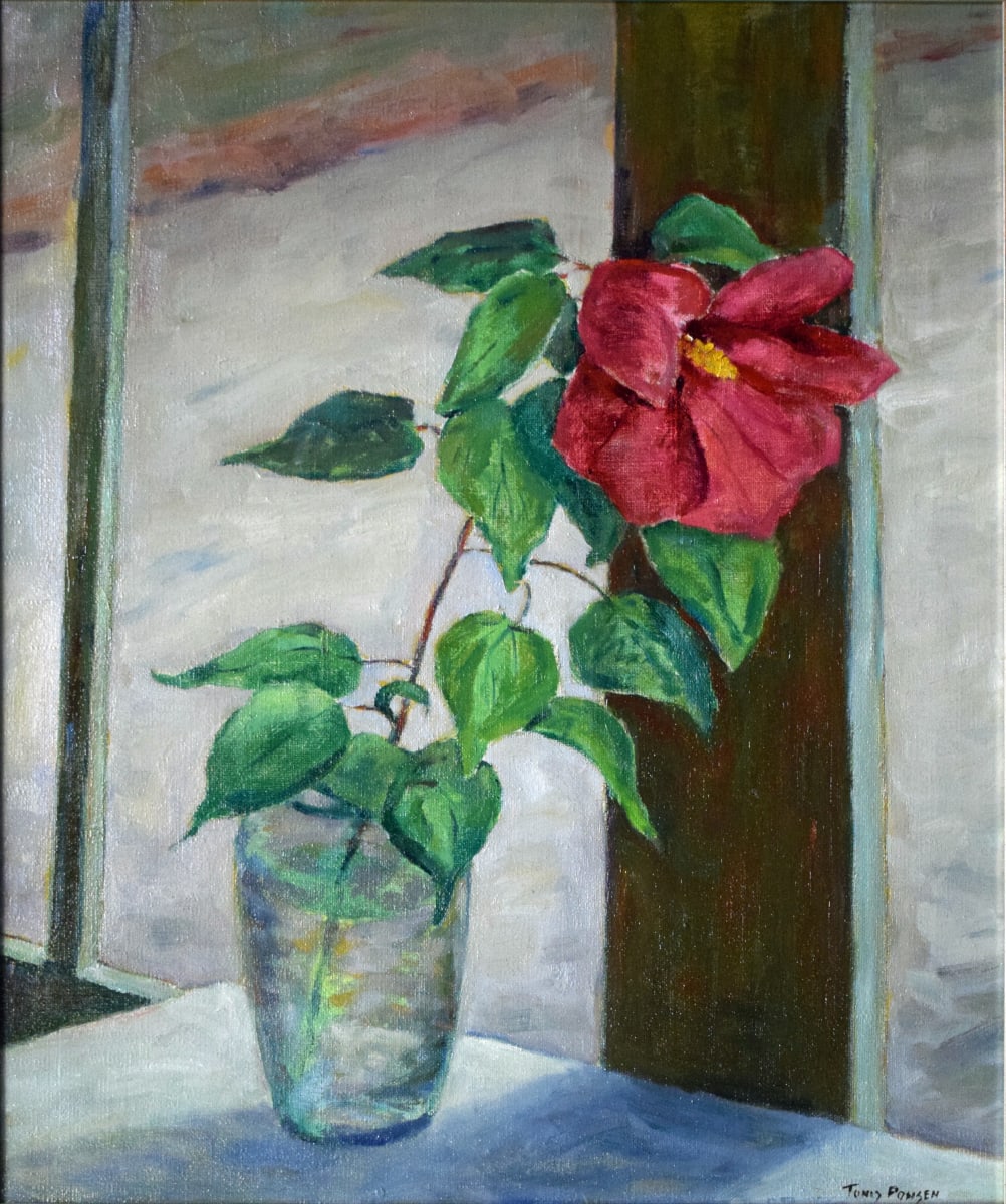 Mallow Rose in Vase of Water by Tunis Ponsen 