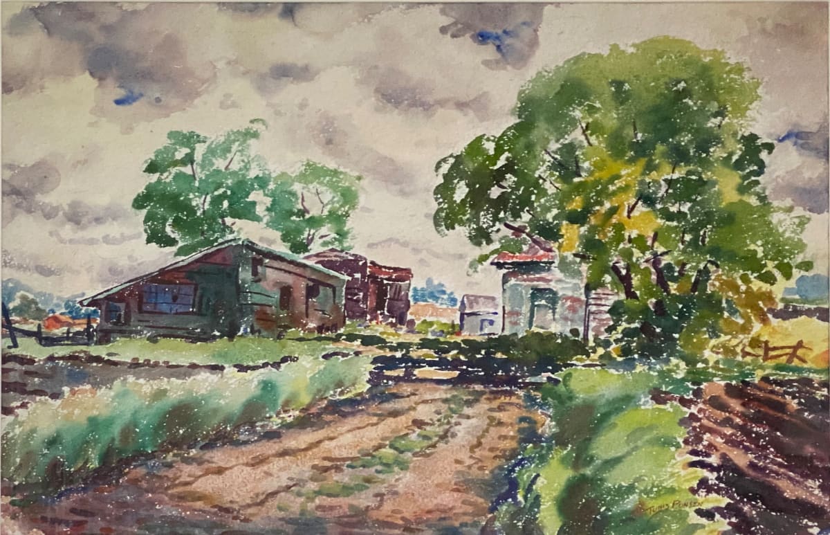 Farm Buildings Beyond Plowed Fields by Tunis Ponsen, Image 1.