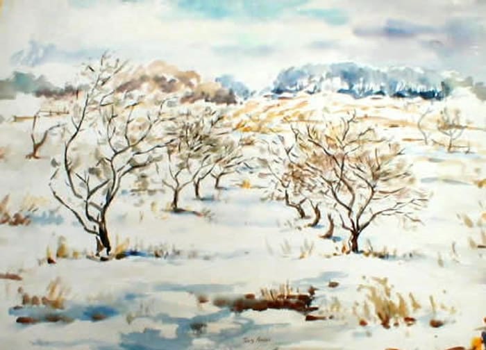 Winter Orchard Scene by Tunis Ponsen, Image 1.