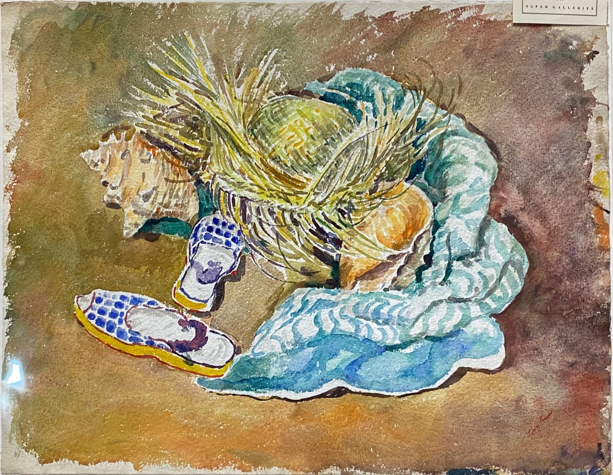 Beach Still Life with Conch Shell and Sandals by Tunis Ponsen 