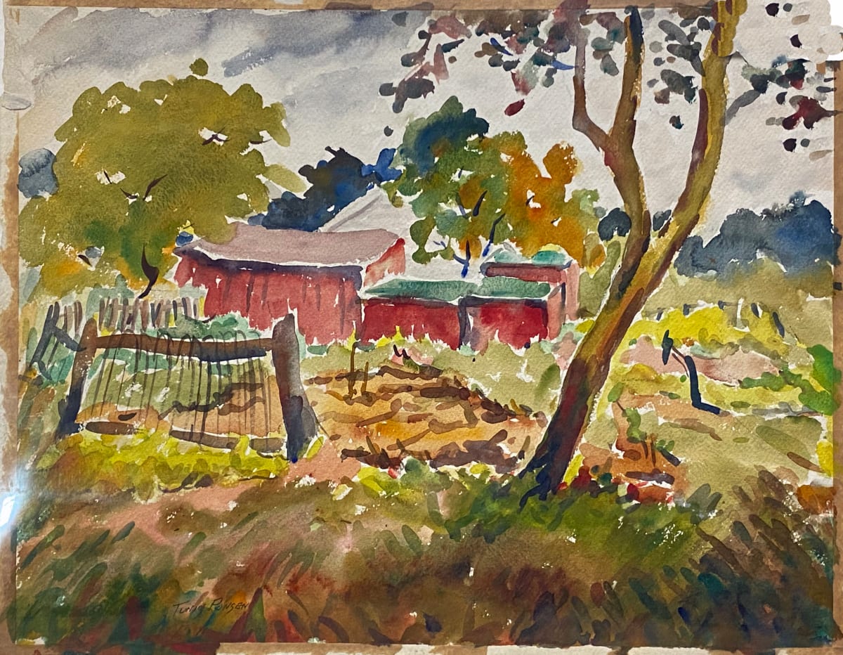 Bright Red Barn Beyond Trees by Tunis Ponsen, Image 1.
