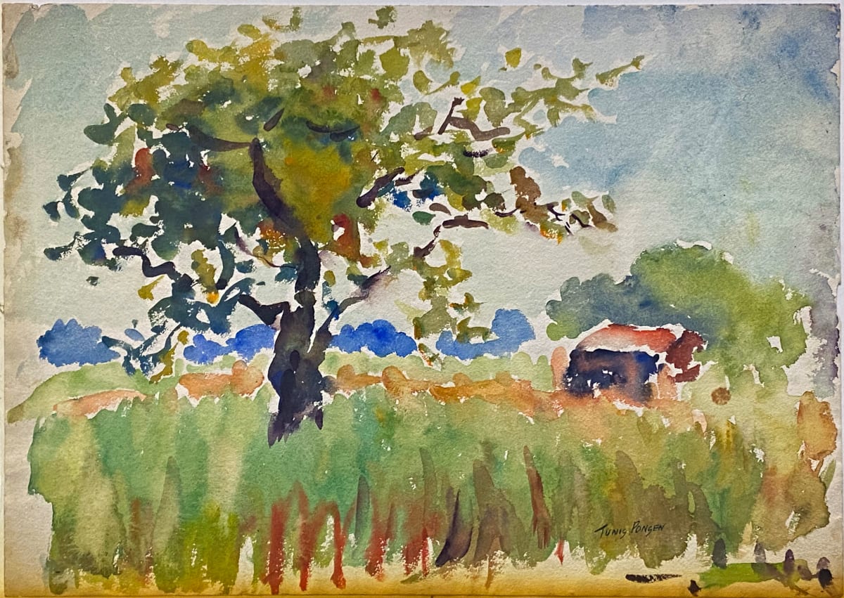 Tree and Barn Landscape by Tunis Ponsen, Image 1.