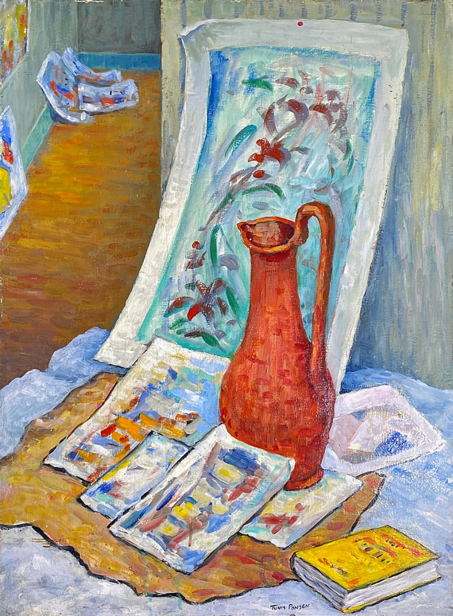 Still Life with Red Urn, Yellow Book and Paintings by Tunis Ponsen 