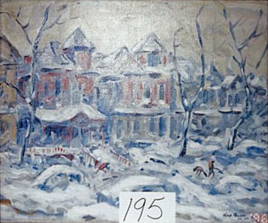 Snowy Street Scene with Figures Shoveling by Tunis Ponsen 