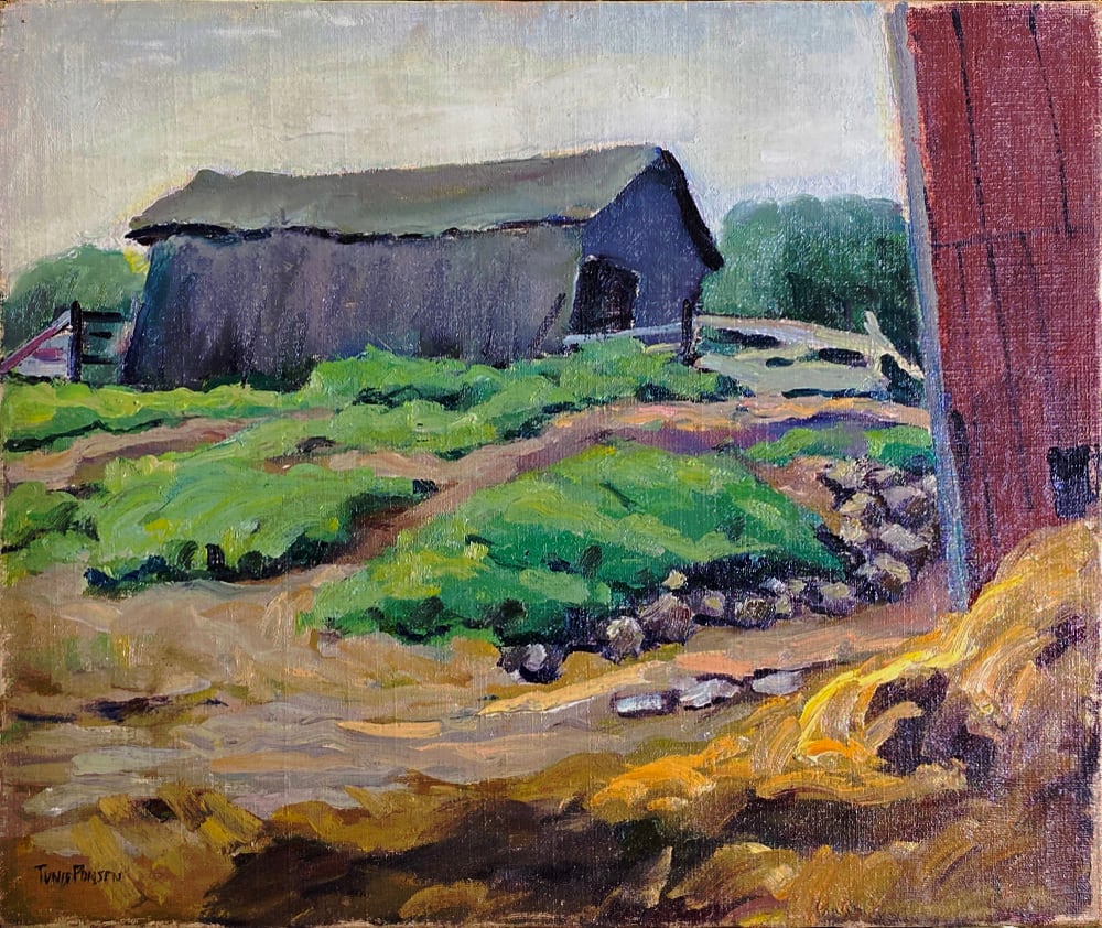 Leaning Grey Barn with patches by Tunis Ponsen, Image 1.