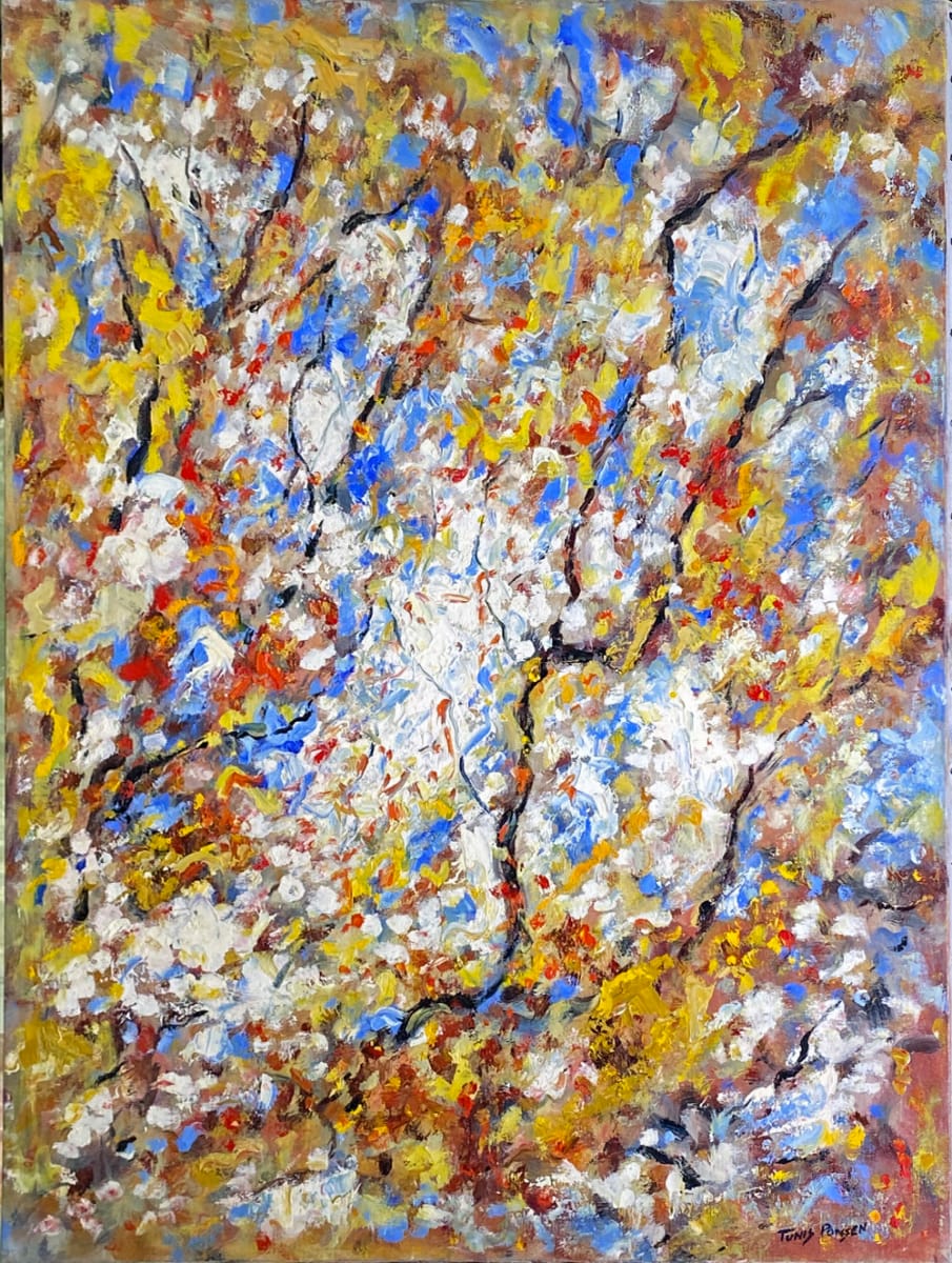 Abstract in Ochre, Red, Blue and White by Tunis Ponsen 