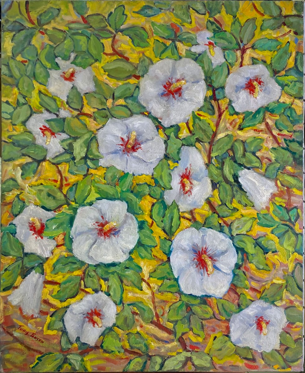 White Flowers with Red Stems by Tunis Ponsen, Image 1.