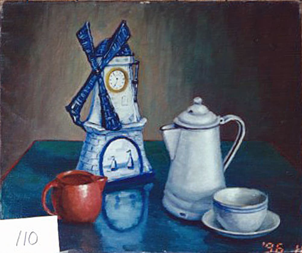 Still Life with Dutch Windmill Clock by Tunis Ponsen 