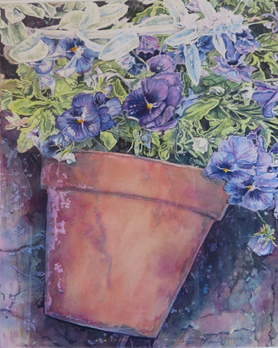 Pansies and Lamb's ears by Nikki Jacquin 
