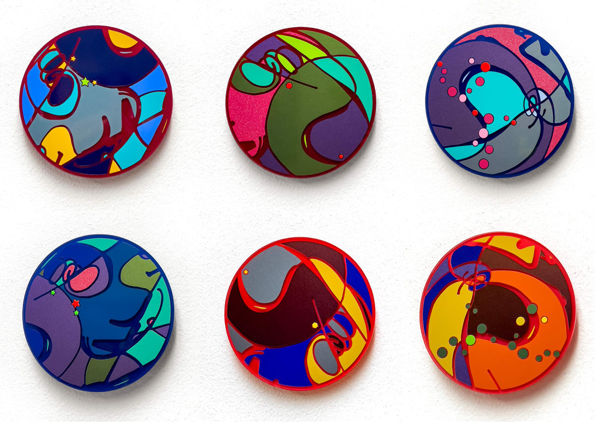 Mimsio 1, 2, 3, 4, 5, 6 by Sherry Polley  Image: "Mimsio" series of six artworks. (All are sold)