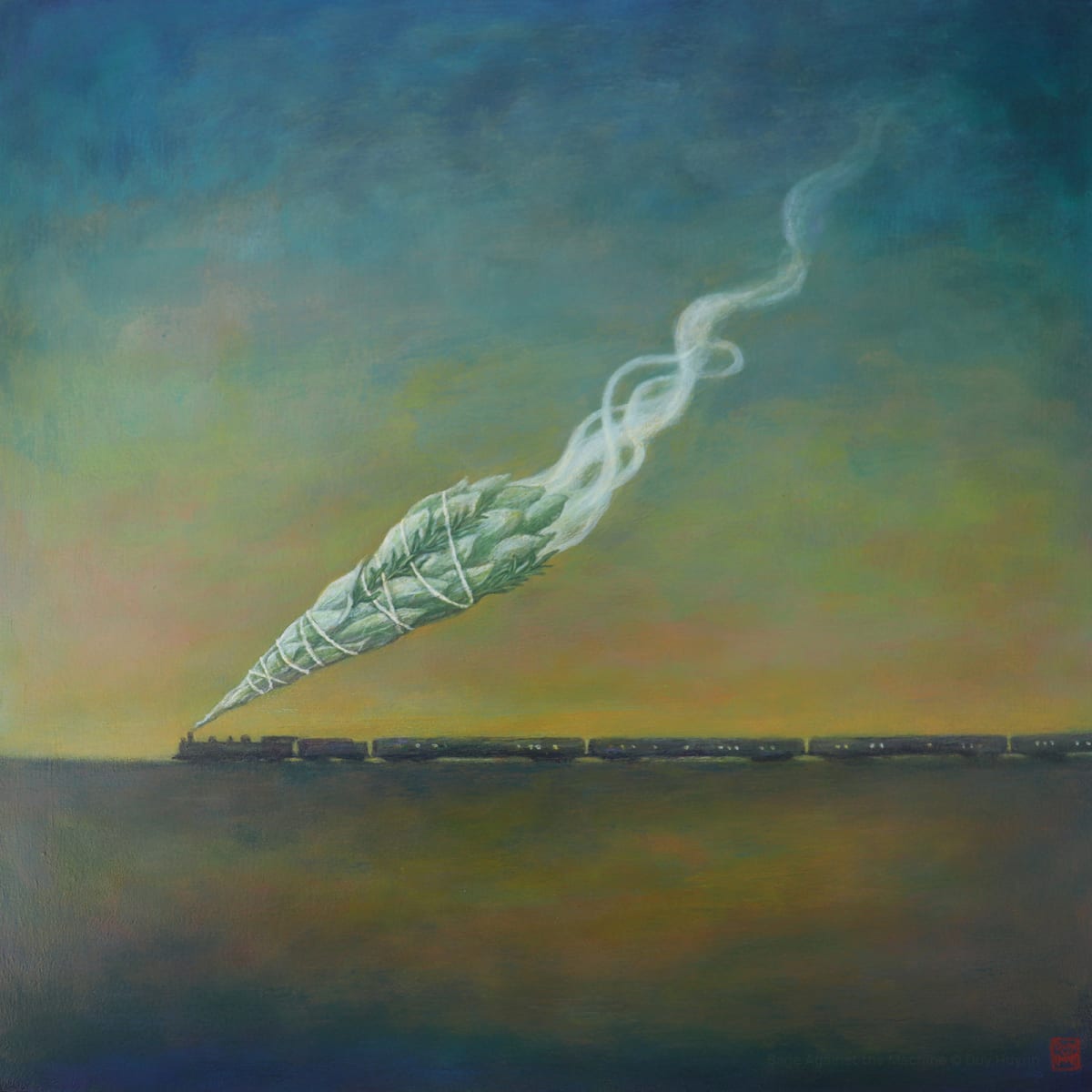 Sage Against the Machine by Available at Blue Spiral 1  Image: Sage Against the Machine © Duy Huynh, 16 x 16 x 2" acrylic on wood