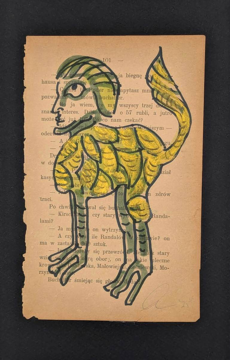 Strange Creature by annekwasner@gmail.com  Image: A mixed media drawing piece sold at solo exhibition Tilqua Tilqua Gallery More Than An Object. Influenced by Byzantine Art.