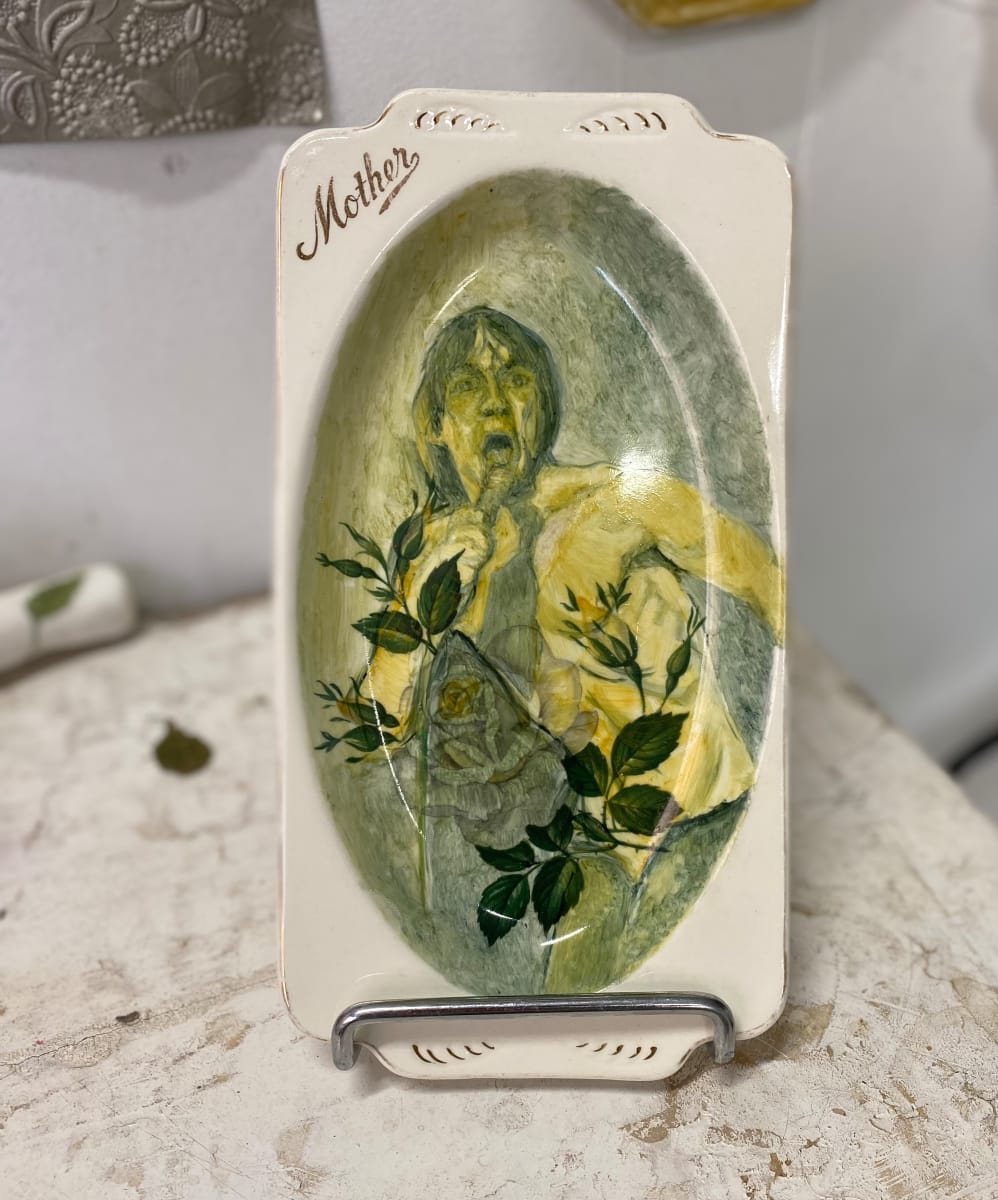 Mother F..... by annekwasner@gmail.com  Image: Upcycled mother plate with onglaze.