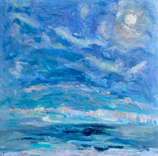 Blue Splash, Pink clouds by priscilla whitlock 