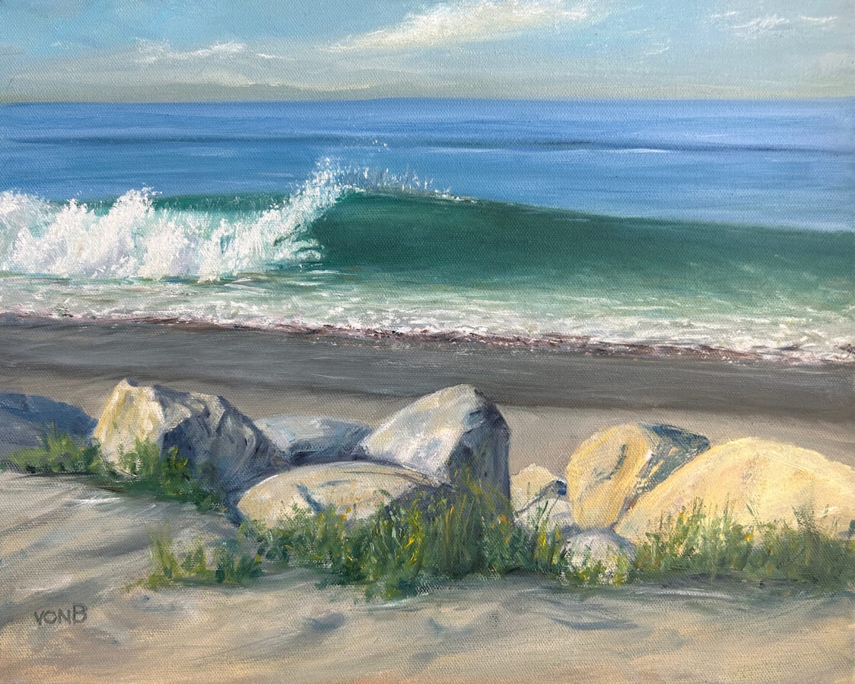 Big Thursday at Drainpipe by John von Buelow  Image: A clean shorebreak wave at Westward Beach road past Drainpipe.