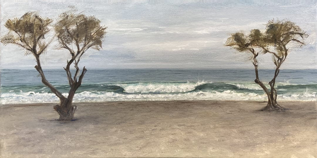 Two Trees at Sycamore by John von Buelow  Image: A pair of lost trees framing the shorebreak at Sycamore State Beach