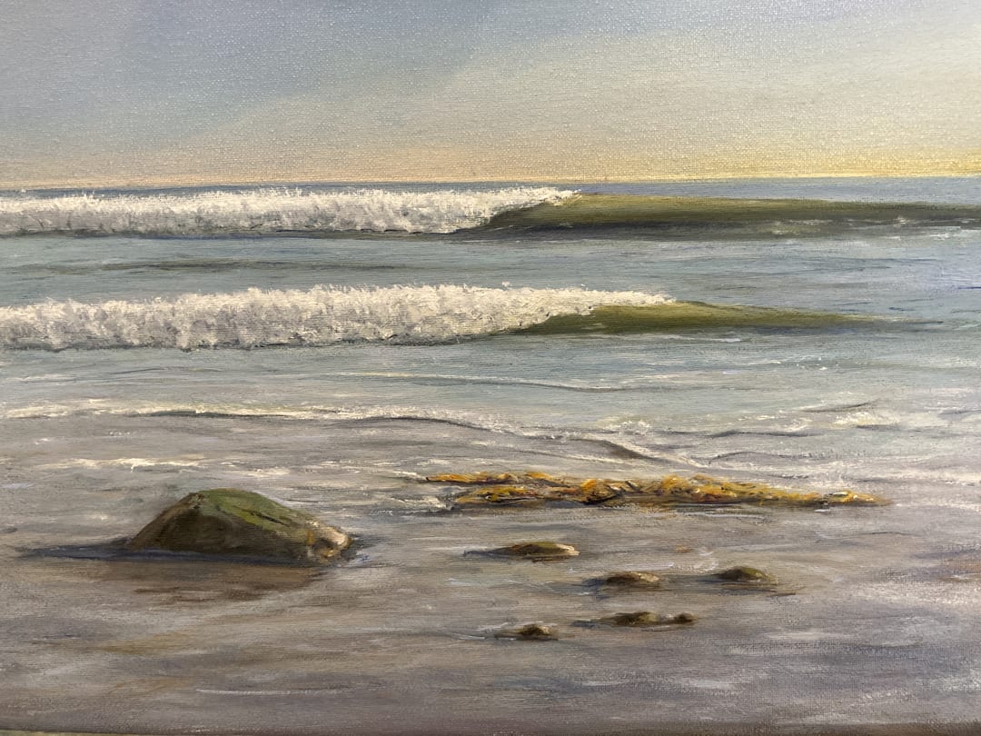 Wet Sand with Kelp by John von Buelow  Image: Just before dusk low tide and a small but defined swell at Heavens.