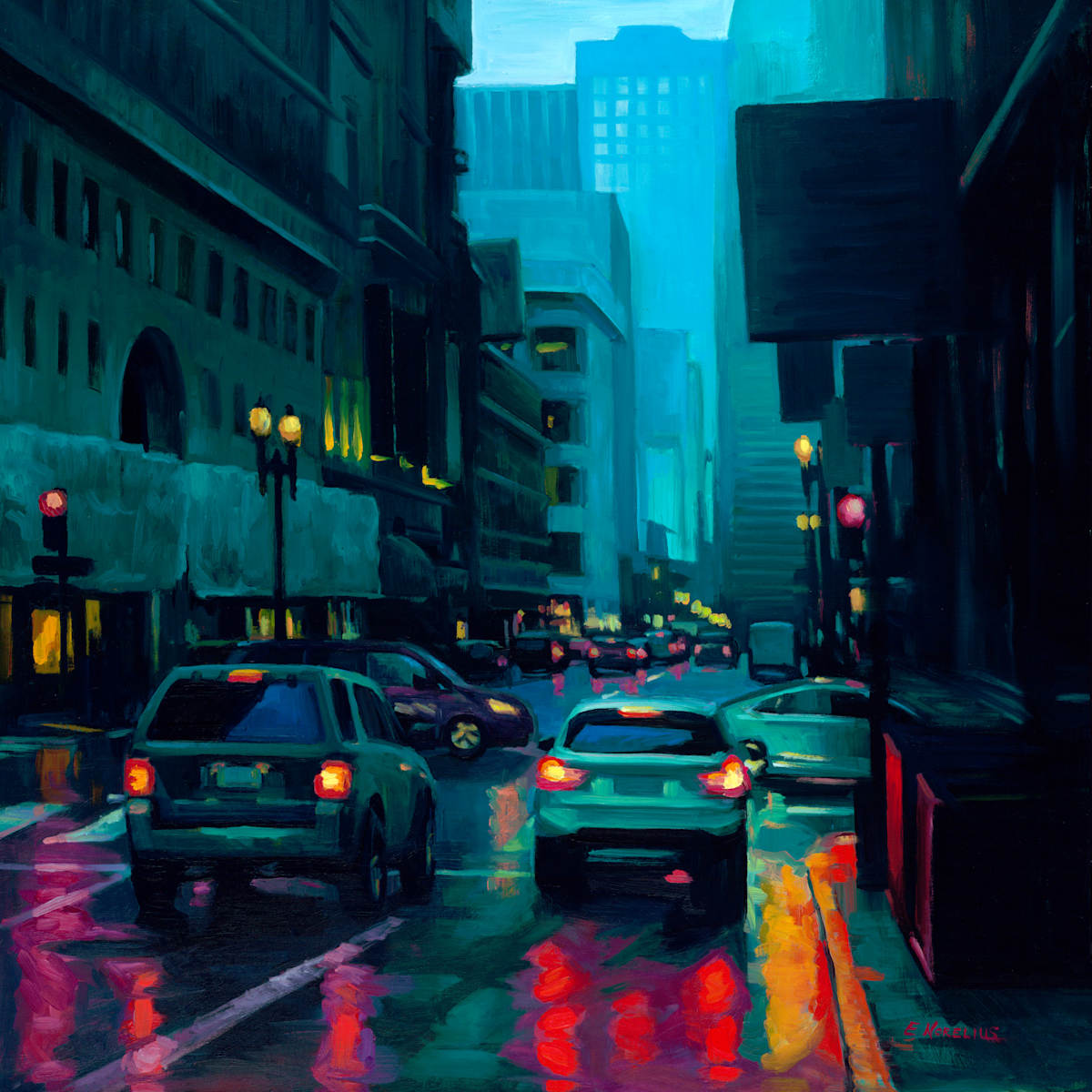 Post Street at Night by Erica Norelius, Image 1.