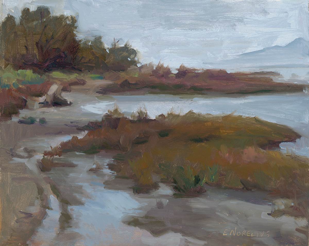 Bay Bridge Shoreline, Plein Air by Erica Norelius 