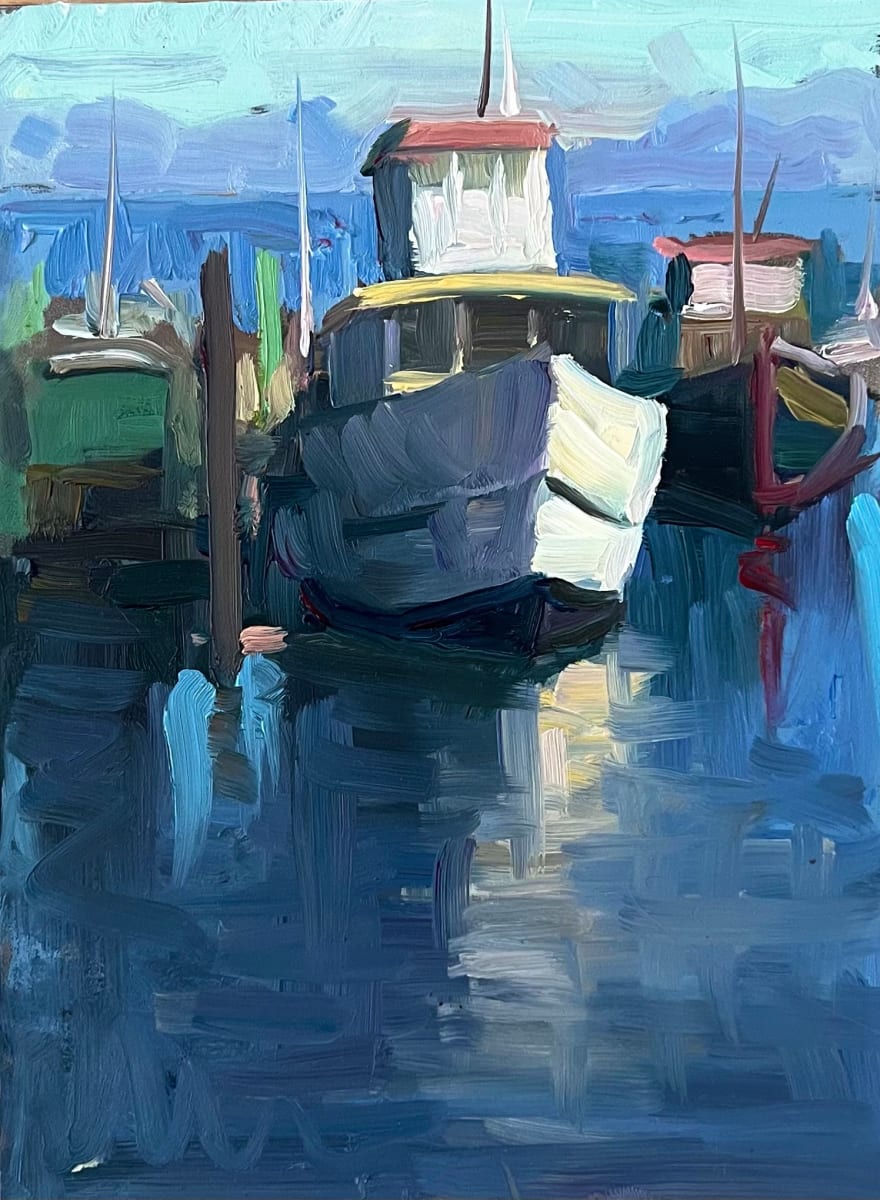 Boats Docked Plein Air by Erica Norelius 