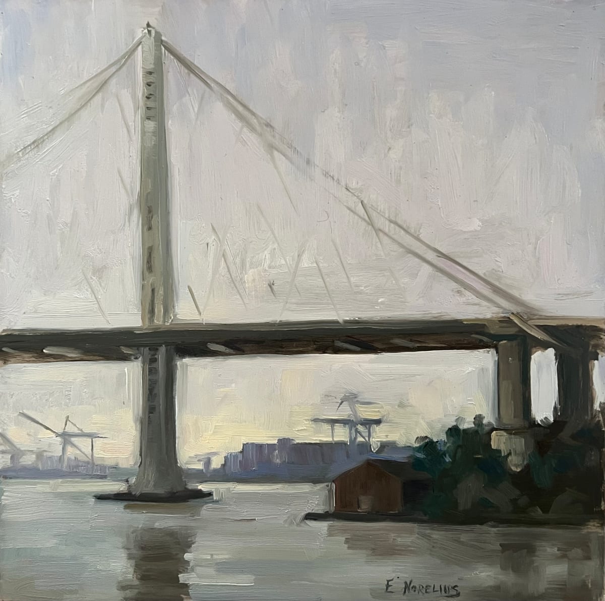 Bay Bridge From Treasure Island, Plein Air by Erica Norelius 