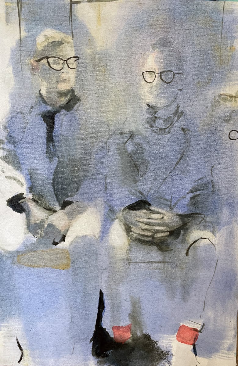 Two Gentlemen on the Subway by Nan Ring  Image: Two Gentlemen on the Subway, oil on canvas, 18 x 13 inches, 2022