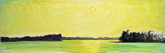 Late Day Sun over Flooded Floodway, St Francis-Little River Floodway / The Sunken Lands, Poinsett County, Arkansas, painted on location 