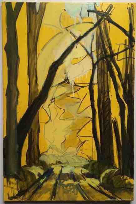Looking down the Dump - Yellow Ground, St Francis - Little River Floodway / The Sunken Lands, Poinsett County, Arkansas, painted on location by Norwood Creech 