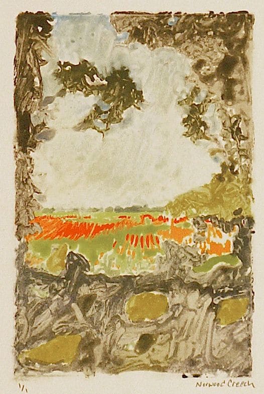 Milo Monoprint - View from the Levee (Between the Trees), Rivervale, St Francis-Little River Floodway/ Sunken Lands 