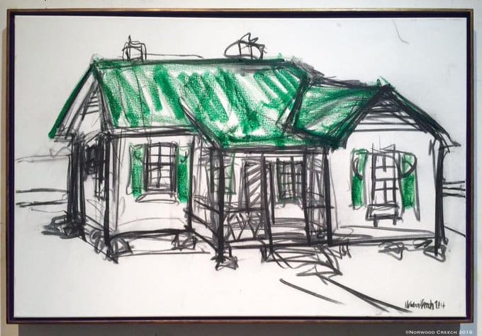 Cash House - Big Green, Johnny Cash Boyhood Home, Dyess, Mississippi County, Arkansas, painted on location 