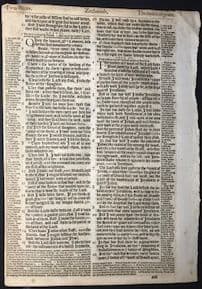 1578 Magnificent Geneva Bible folio leaf: Zechariah by Bible 