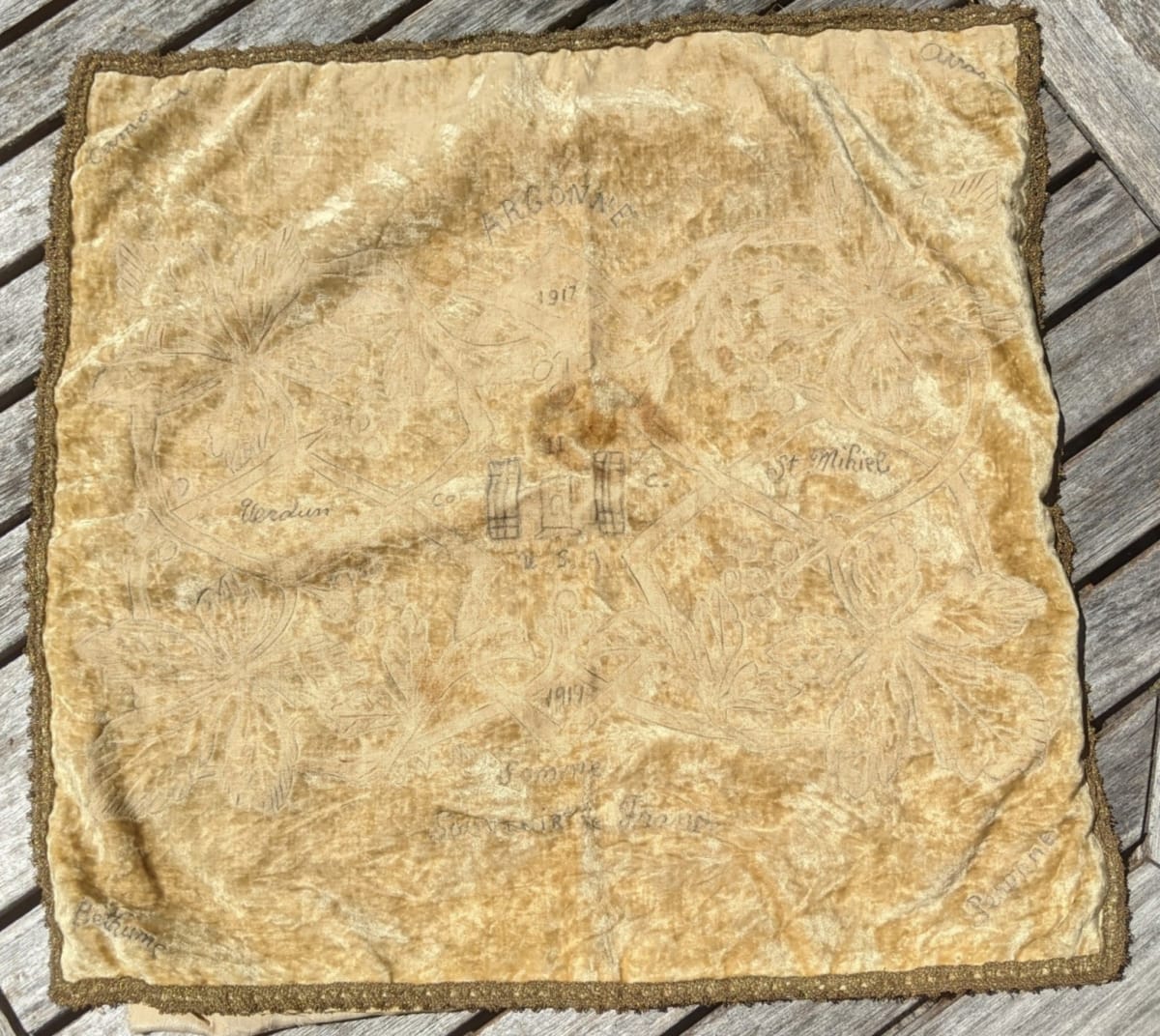 1919 World War I Souvenir Pillow Case 