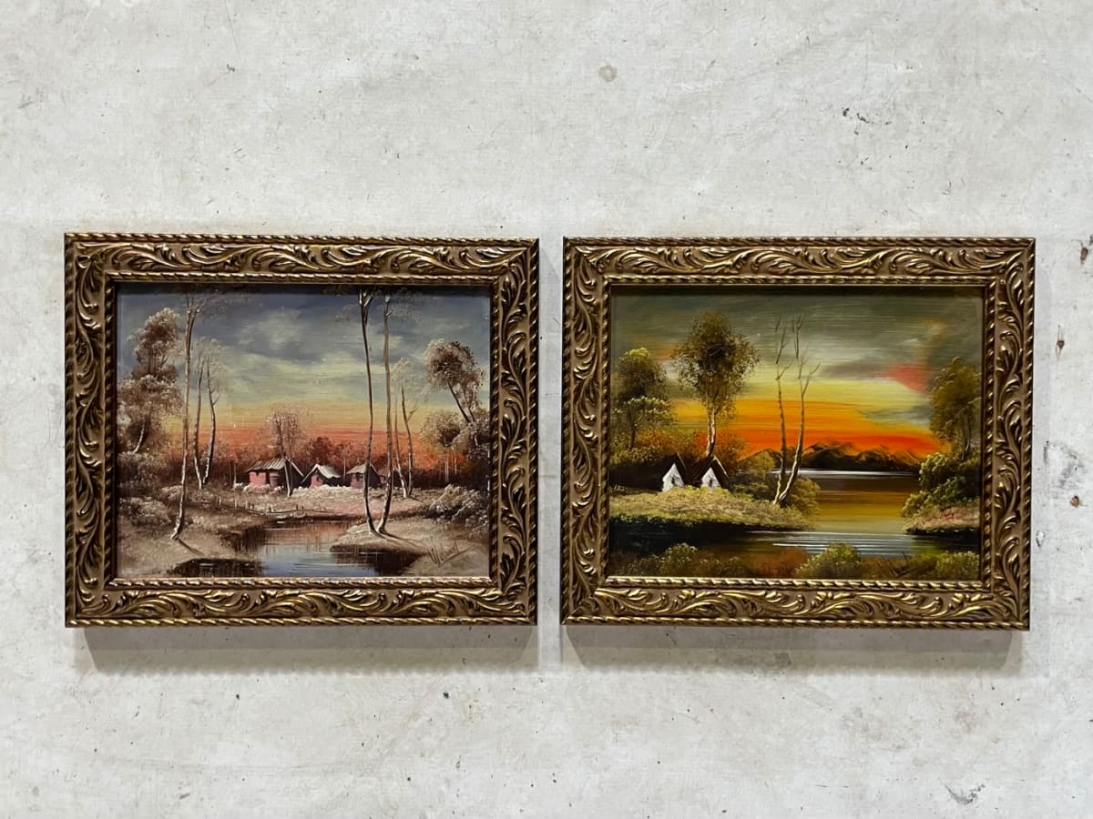 Landscapes-Oil on Board (4 Pieces) by Undiscernible 