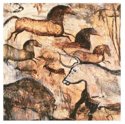 Prehistoric White Bull and Herd by Daniella Foletto 