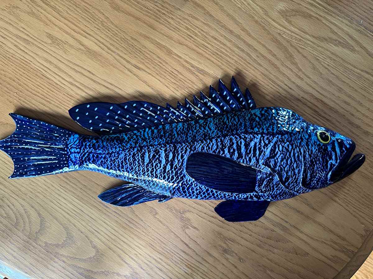 Black Sea Bass Ceramic by Caroline & Lauren Grainger  Image: 20" Black Sea Bass