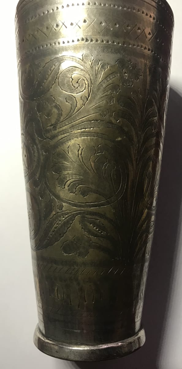 Islamic/Indian Etched Brass Lassi Drinking Vessel by Indian Etched 