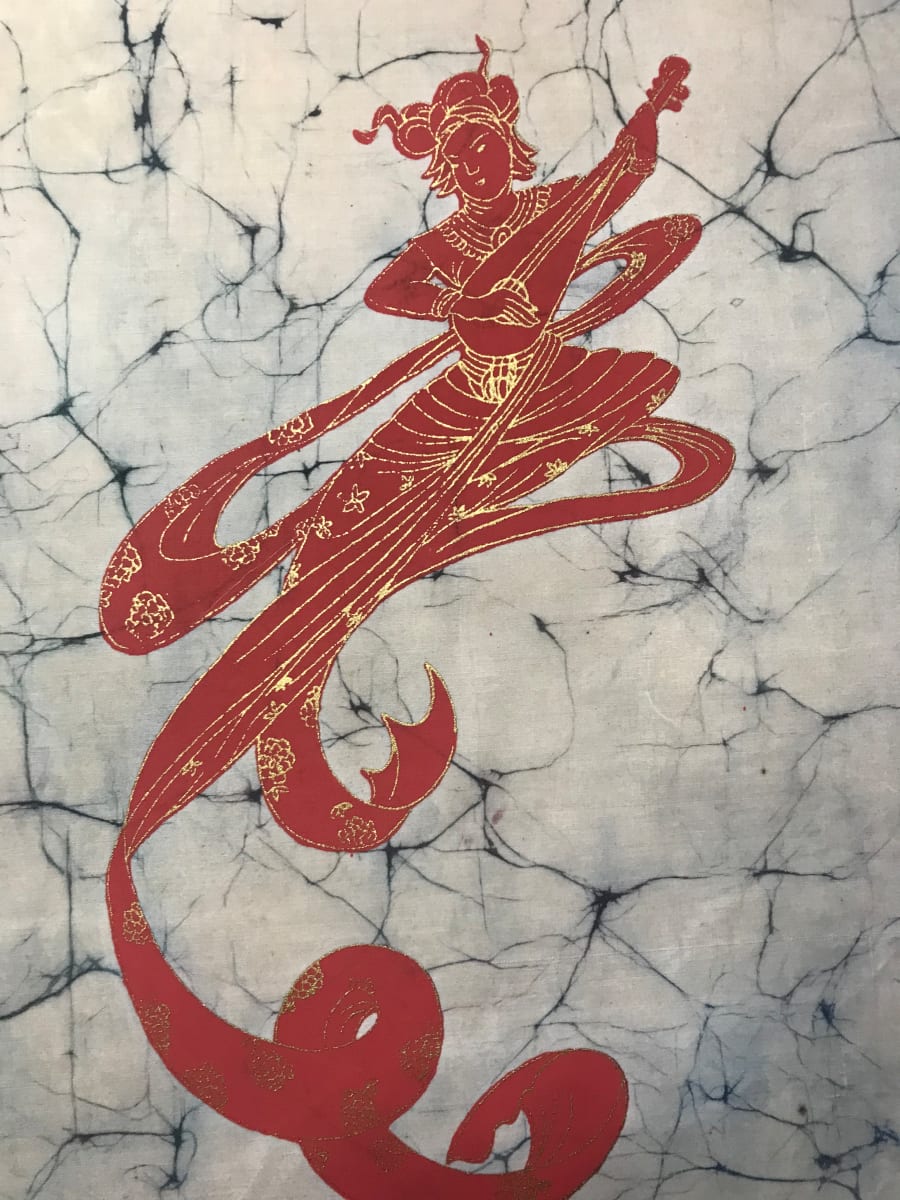 Chinese Genie Lutist by Chinese Batik, Image 1.