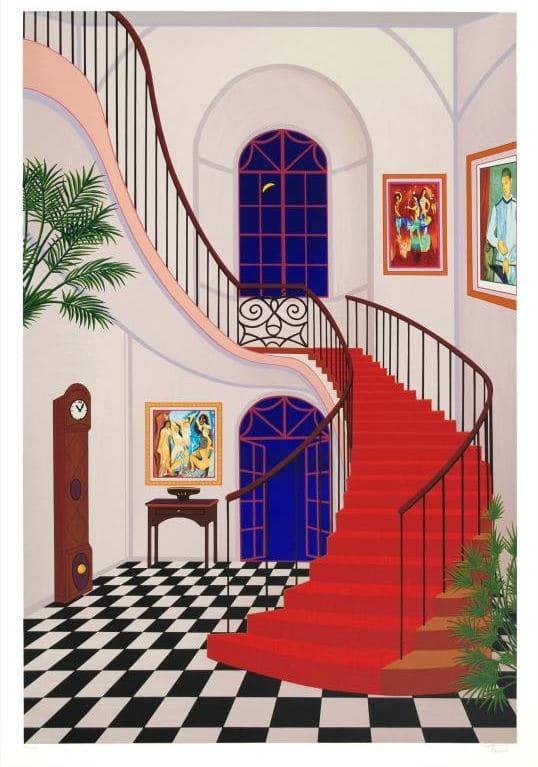Interior with Red Staircase by Fanch Ledan 