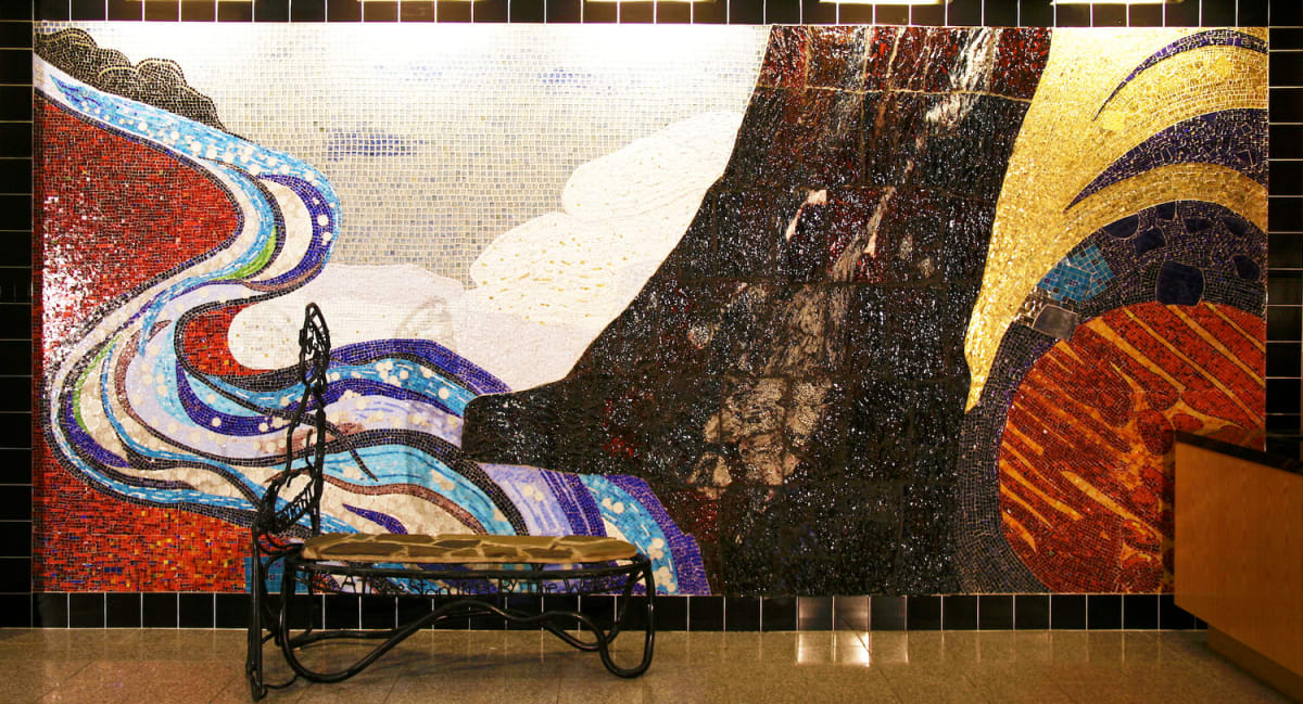 By the Waters by Susan Stair  Image: By the Waters, 9’ x 18’ x 4’, Mosaic and Mixed Media