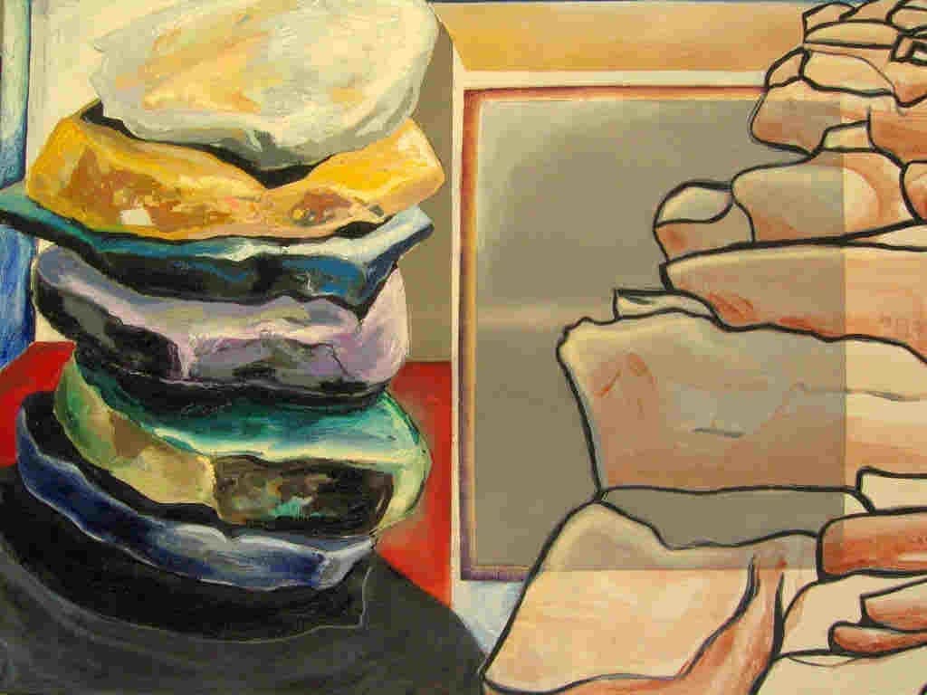 2 Sided Rocks by Susan Stair  Image: Painted in the Catskills with rocks formed from the eroded Acadian Mountains, shown with the shadows on the right.