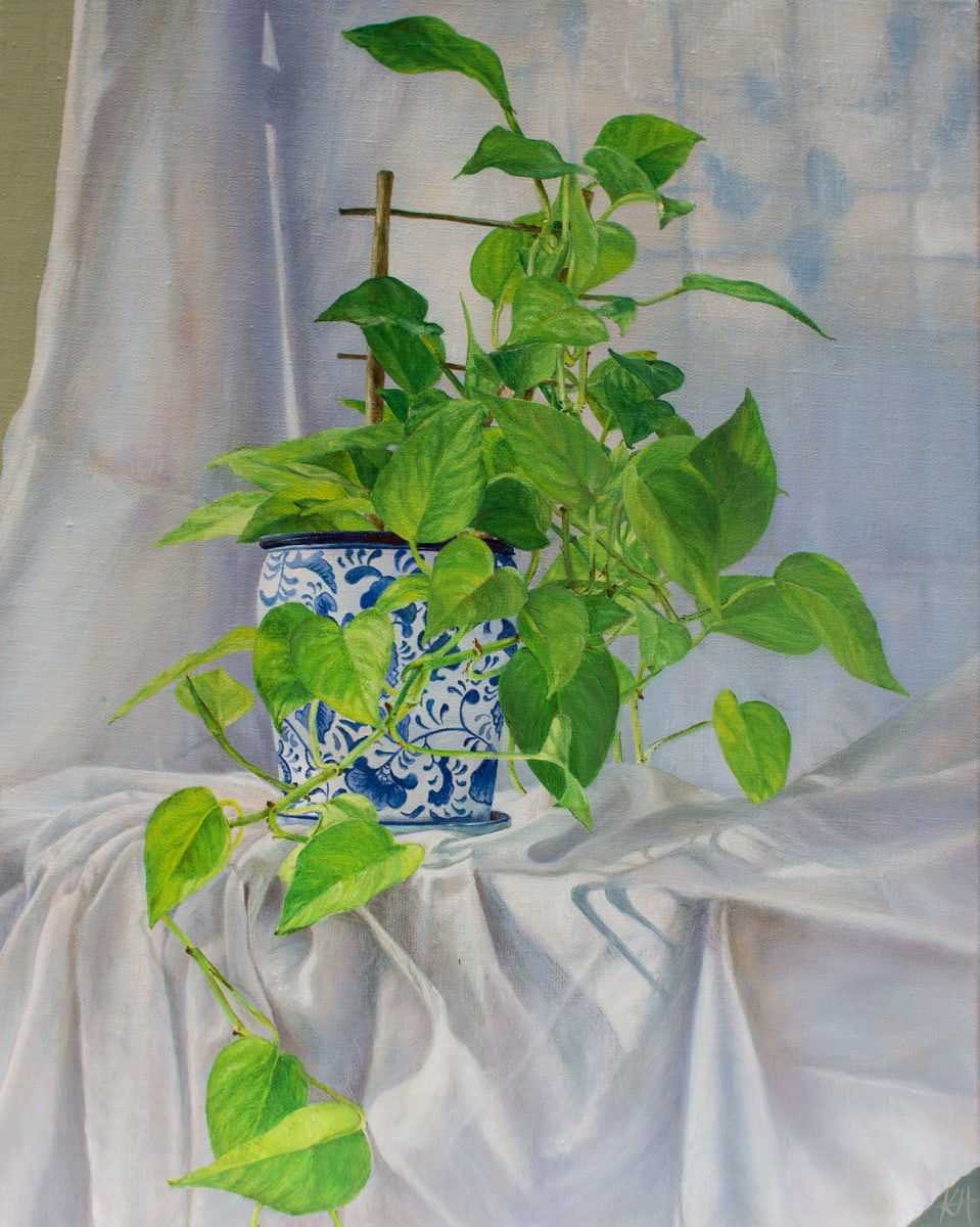 Golden Ivy, Morning Sun by Kirsten Hocking  Image: "Golden Ivy, Morning Sun", original painting by Kirsten Hocking, oil on linen, 50cm x 40cm, 2023