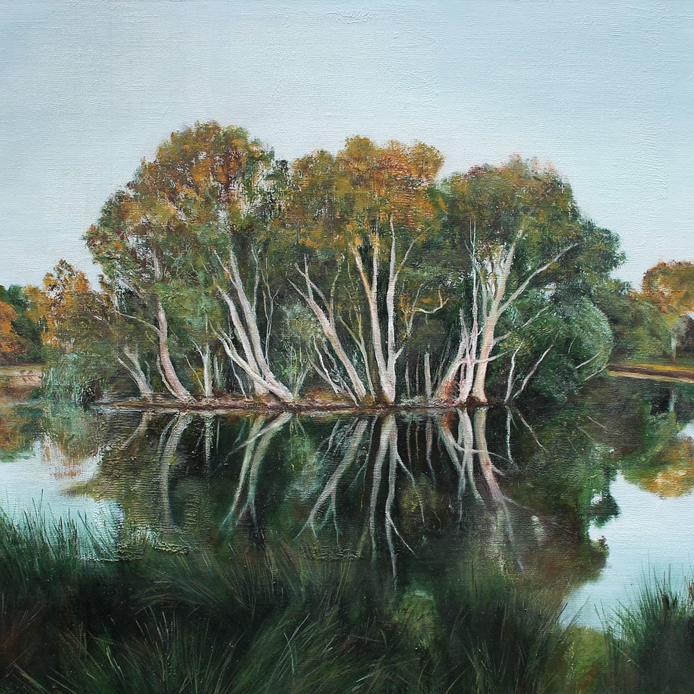 Standing With Their Feet in the Water by Kirsten Hocking  Image: "Standing With Their Feet in the Water", original painting by Kirsten Hocking, oil on linen, 60cm x 60cm, 2023