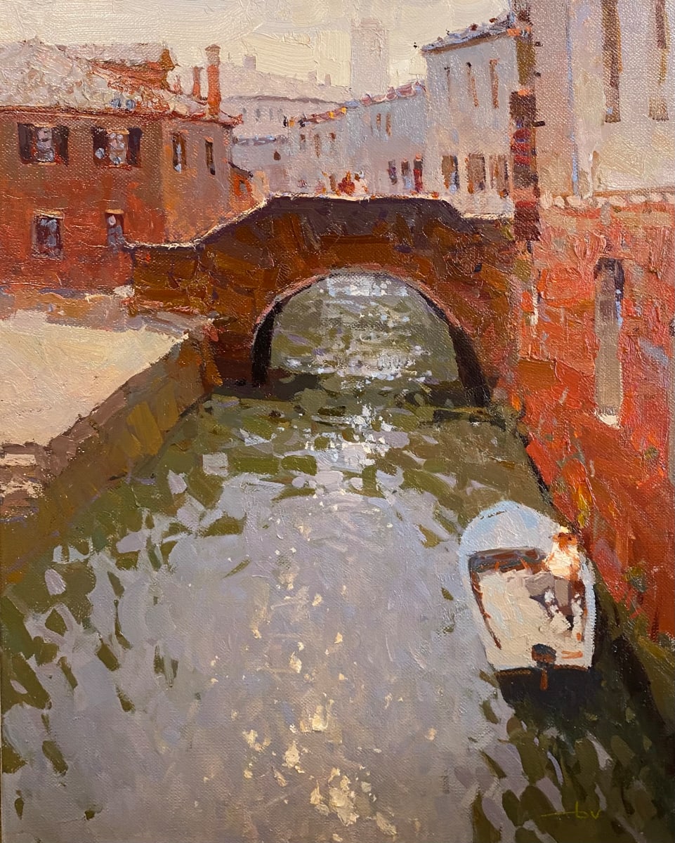 Venice Canal- On Sale by Daniil Volkov  Image: Original 20x16" oil with palette knife and brushwork.