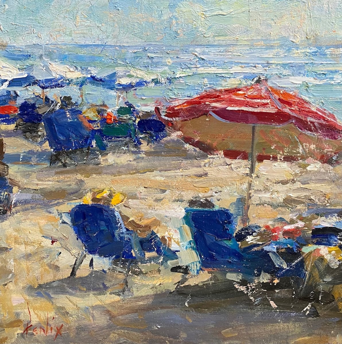 Umbrellas by the Sea by Derek Penix  Image: Study of the Beach