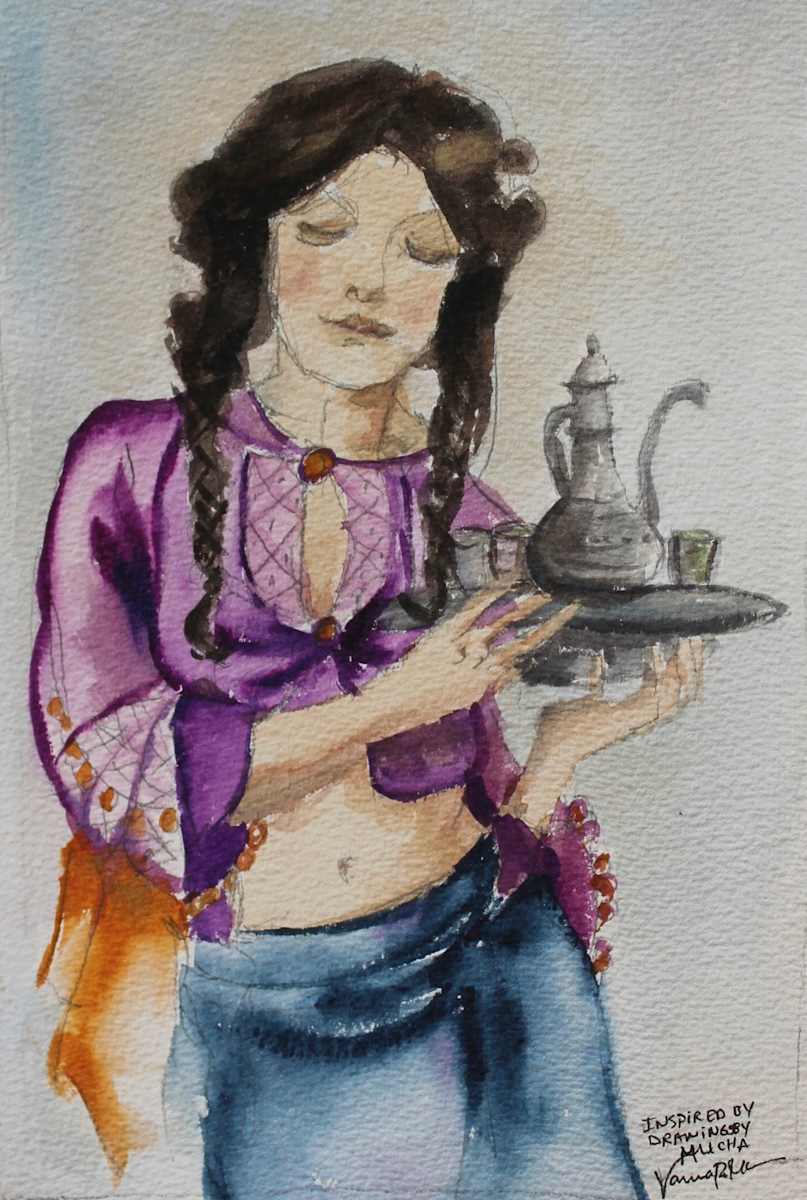 Tea Server Sketch after Mucha by Vanessa Rothe, Image 1.