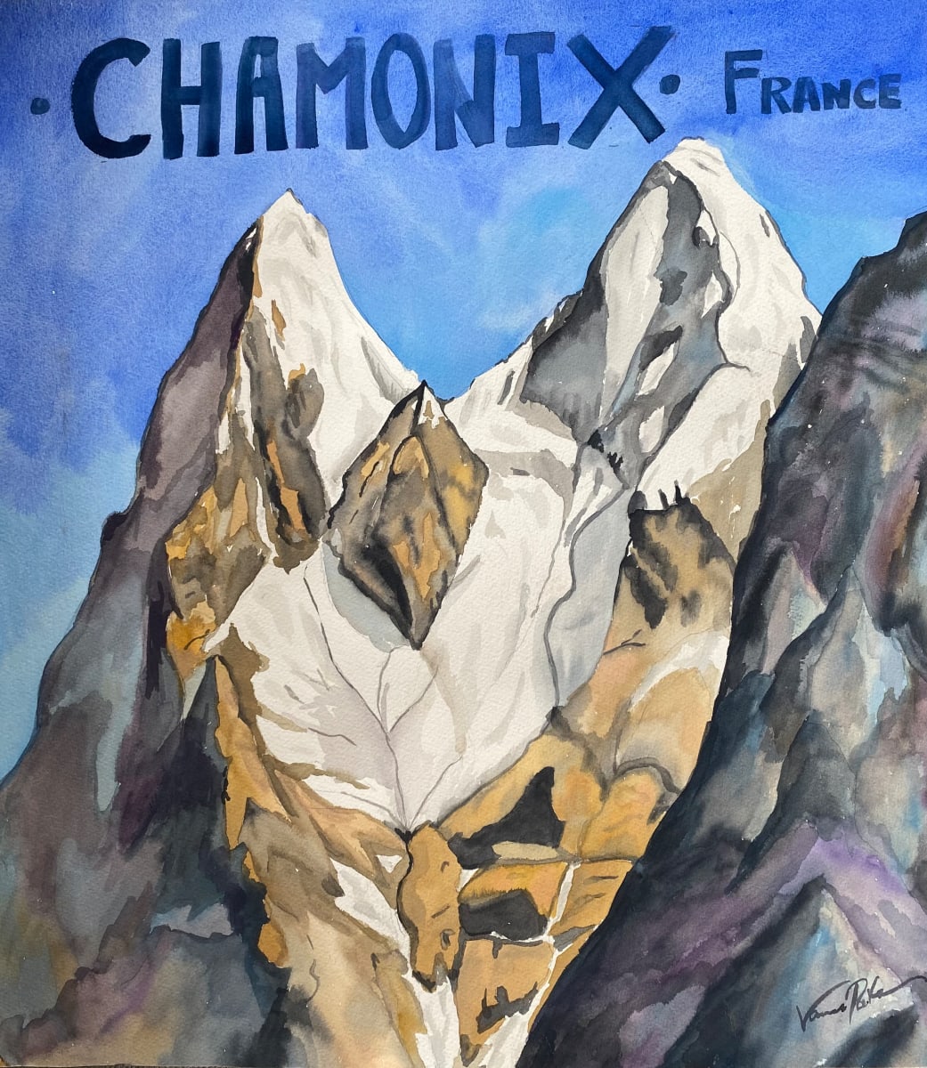 Chamonix Alps by Vanessa Rothe  Image: UNframed work of art , watercolor on paper