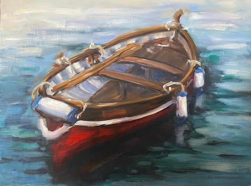 Bateau Rouge by Vanessa Rothe  Image: Painted by Rothe as a live demo in front of the gallery with Derek Penix 